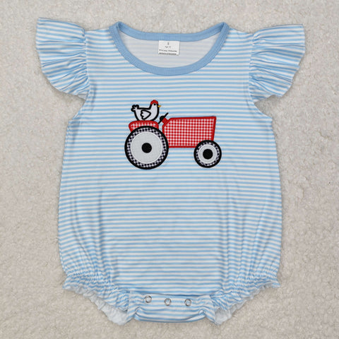 SR2407 Embroidery Chick Truck Baby Girls Romper