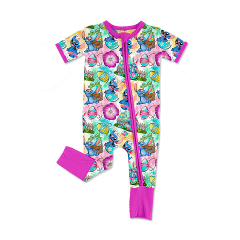 Preorder 12.30 SR2426 Cartoon Easter Flower Baby Zipper Romper Sleepers