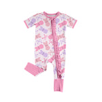 Preorder 12.30 SR2427 Easter Bunny Bows Pink Baby Zipper Romper Sleepers