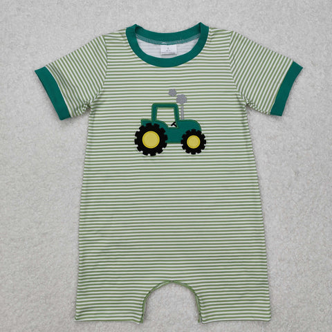 US Warehouse SR2431 Embroidery Truck Green Baby Boy Romper – Amy