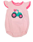 Preorder SR2432 Truck Bow Pink Baby Girls Romper