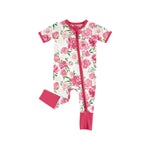 Preorder 12.31 SR2437 Flower Rose Pink Baby Zipper Romper Sleepers