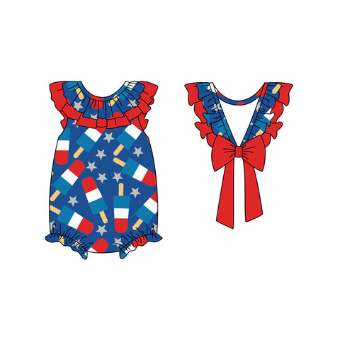 Preorder 01.03 SR2438 July 4th Popsicle Baby Girls Romper