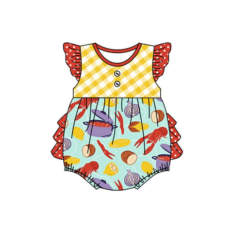 Preorder 01.03 SR2441 Crawfish Potato Red Baby Girls Romper