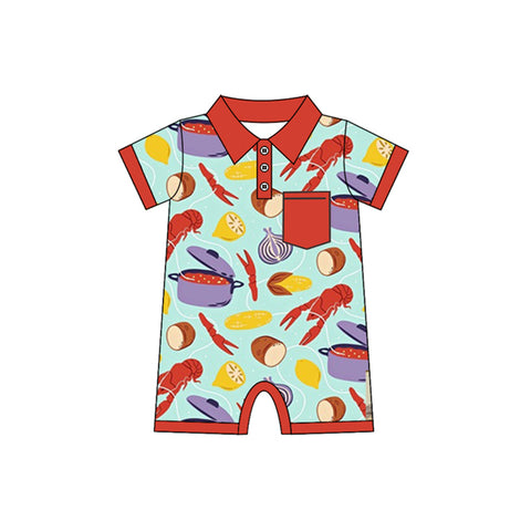 Preorder 01.03 SR2442 Crawfish Potato Red Baby Boys Romper