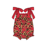 Preorder 01.03 SR2443 Crawfish Leopard Red Baby Girls Romper