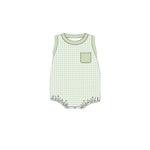 Preorder 01.03 SR2448 Green Plaid Baby Boys Romper