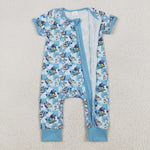 SR2454 Cartoon Blue Dog Baby Zipper Romper Sleepers