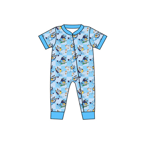 Preorder 01.04 SR2454 Cartoon Blue Dog Baby Zipper Romper Sleepers