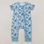 SR2454 Cartoon Blue Dog Baby Zipper Romper Sleepers