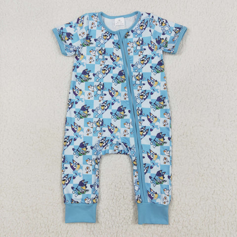 SR2454 Cartoon Blue Dog Baby Zipper Romper Sleepers