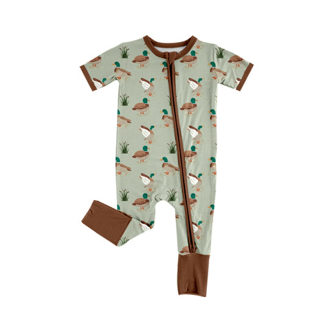 Preorder 01.04 SR2456 Mallard Ducks Baby Zipper Romper Sleepers