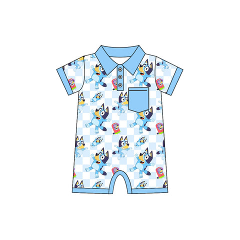 Preorder 01.06 SR2459 Cartoon Blue Dog Baby Boys Romper