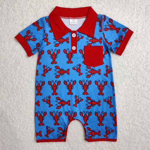 SR2460 Crawfish Red Baby Boys Romper