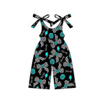 Preorder 01.09 SR2466 Howdy Turquoise Bows Girl's Jumpsuit