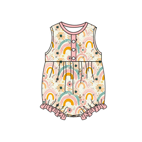 Preorder 01.10 SR2485 Rainbow Flower Baby Girls Romper