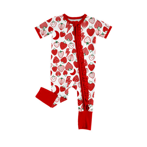 Preorder 01.14 SR2500 Strawberry Red Baby Zipper Romper Sleepers