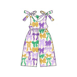 Preorder 01.16 SR2522 Mardi Gras Bows Girl's Jumpsuit