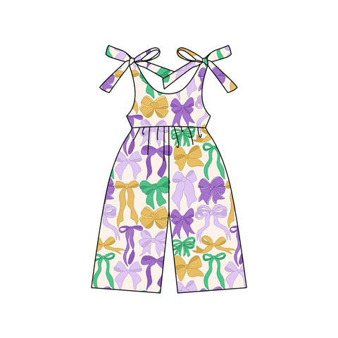 Preorder 01.16 Mardi Gras Bows Girl's Jumpsuit