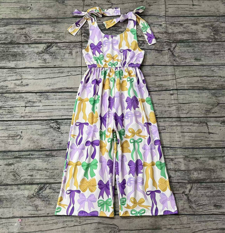 Preorder SR2522 Mardi Gras Bows Girl's Jumpsuit