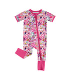 Preorder 01.16 SR2527 Cartoon Blue Dog Pink Baby Zipper Romper Sleepers