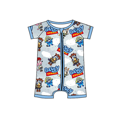 Preorder 01.17 SR2536 Cartoon Blue Dog Baby Zipper Romper Sleepers