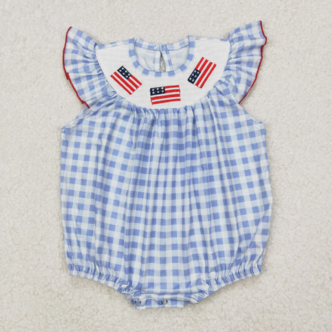 SR2571 July 4th USA Smocked Baby Girls Romper