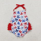 SR2591 July 4th USA Bows Cute Baby Girls Romper