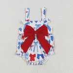 SR2606 July 4th Bows Red Baby Girls Romper