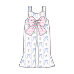 Preorder 02.02 SR2662 Flower Bows Pink Cute Girl's Jumpsuit