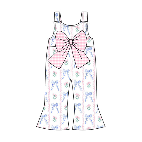 Preorder 02.02 SR2662 Flower Bows Pink Cute Girl's Jumpsuit