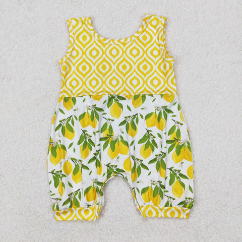 SR2676 Lemon Yellow Baby Girls Romper