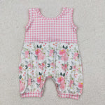 SR2678 Flower Pink Plaid Baby Girls Romper