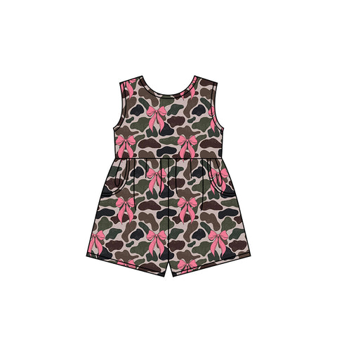 Preorder 02.11 SR2694 Camo Bows Cute Girl's Jumpsuit