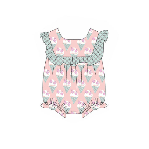 Preorder 02.11 SR2703 Ice cream Green Baby Girls Romper