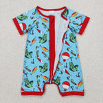 SR2707 Fishing Hook Red Baby Zipper Romper Sleepers