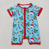 SR2707 Fishing Hook Red Baby Zipper Romper Sleepers