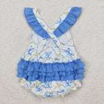 SR2720 Bows Blue Baby Girls Romper