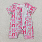 SR2771 Coquette Bows Pink Baby Zipper Romper Sleepers