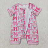SR2771 Coquette Bows Pink Baby Zipper Romper Sleepers