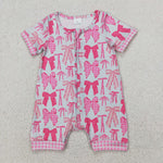 SR2771 Coquette Bows Pink Baby Zipper Romper Sleepers