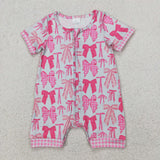 SR2771 Coquette Bows Pink Baby Zipper Romper Sleepers