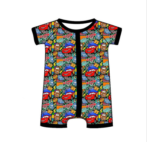 Preorder 03.10 SR2824 Cartoon Cars Baby Zipper Romper Sleepers