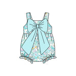 Preorder 03.10 SR2829 Flower Bows Sky Blue Baby Girls Romper