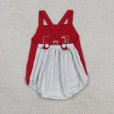 SR2849 Embroidery Golf Cart Red Baby Boys Romper