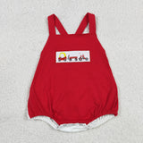 SR2849 Embroidery Golf Cart Red Baby Boys Romper