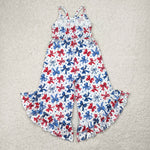 SR2865 July 4th USA Bows Girl's Jumpsuit