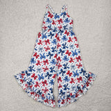 SR2865 July 4th USA Bows Girl's Jumpsuit
