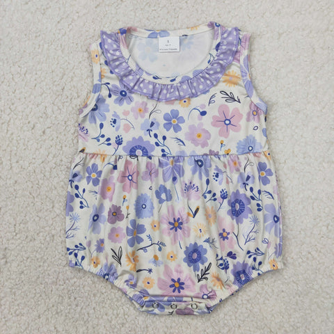 SR2883 Flower Purple Baby Girls Romper