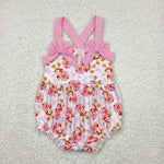 SR2933 Strawberry Girl Bows Pink Baby Girls Romper